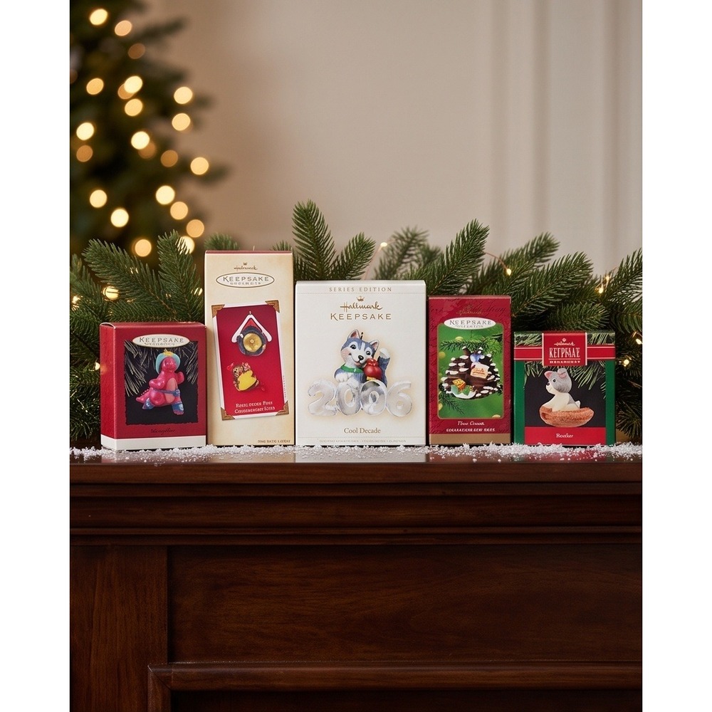 Hallmark Keepsake Christmas Ornament Lot 5pc 1990-2006 Vintage Holiday Decor